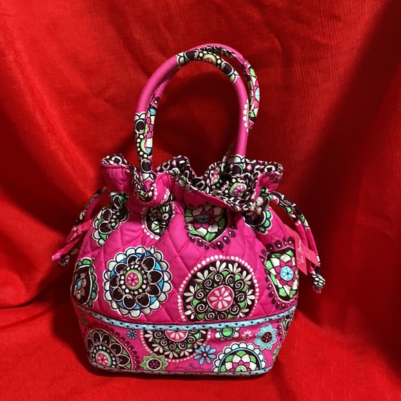 VERA BRADLEY PURSE W/2 HANDLES GEOMETRICAL DESIGNS ON PINK EXCELLENT CONDITION - Picture 10 of 10